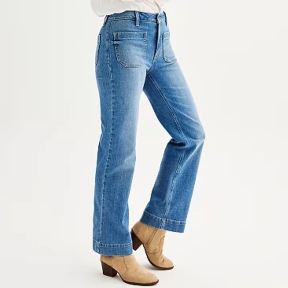 LOFT sz 18 medium blue Modern Slim Through the Hip mid rise wide leg jeans pants - Picture 13 of 14